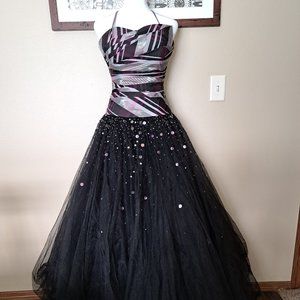 Alyce Designs Burgandy Multi Ball Gown